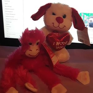 NEW  MINI NOVELTY PLUSH MONKEY  & MUSICAL  PUPPY